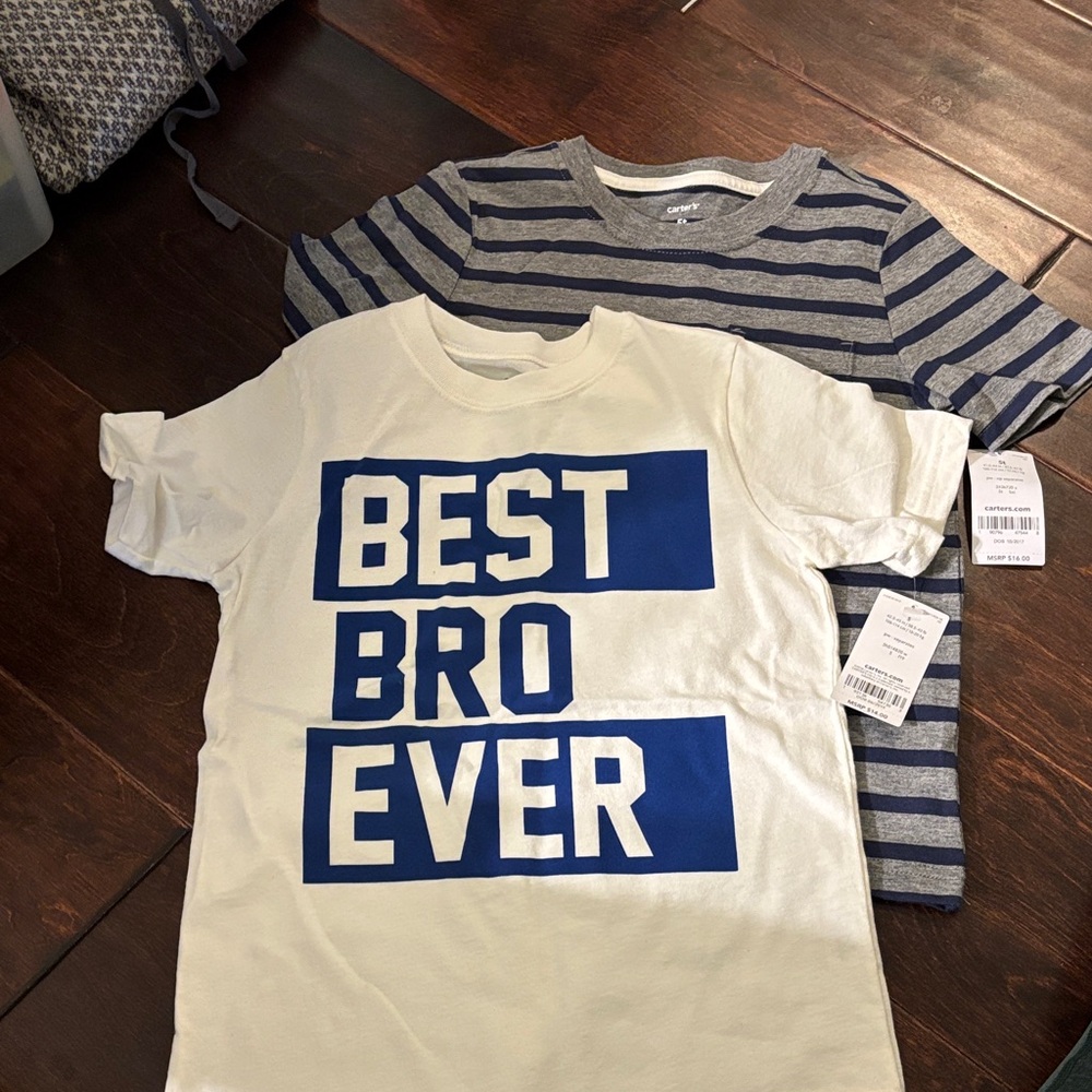 Carter's Blue and White Graphic and Striped Tees
